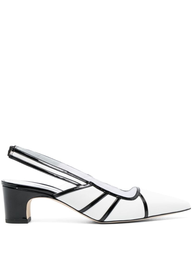 White Forrun 50 Leather Slingback Pumps