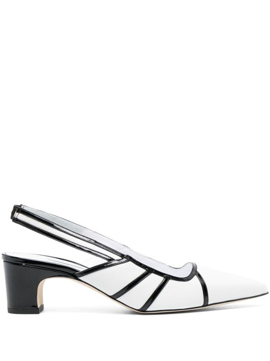 White Forrun 50 Leather Slingback Pumps