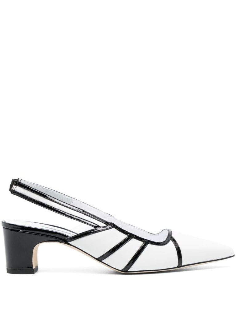 White Forrun 50 Leather Slingback Pumps
