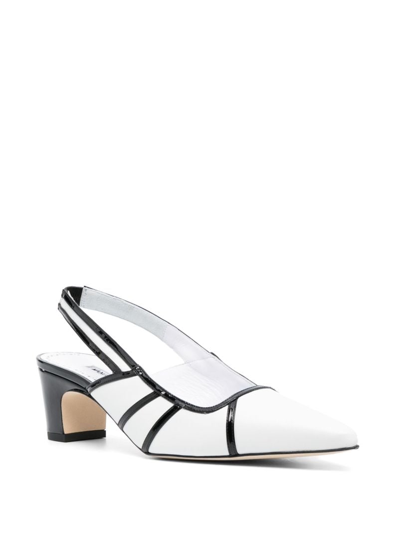 White Forrun 50 Leather Slingback Pumps