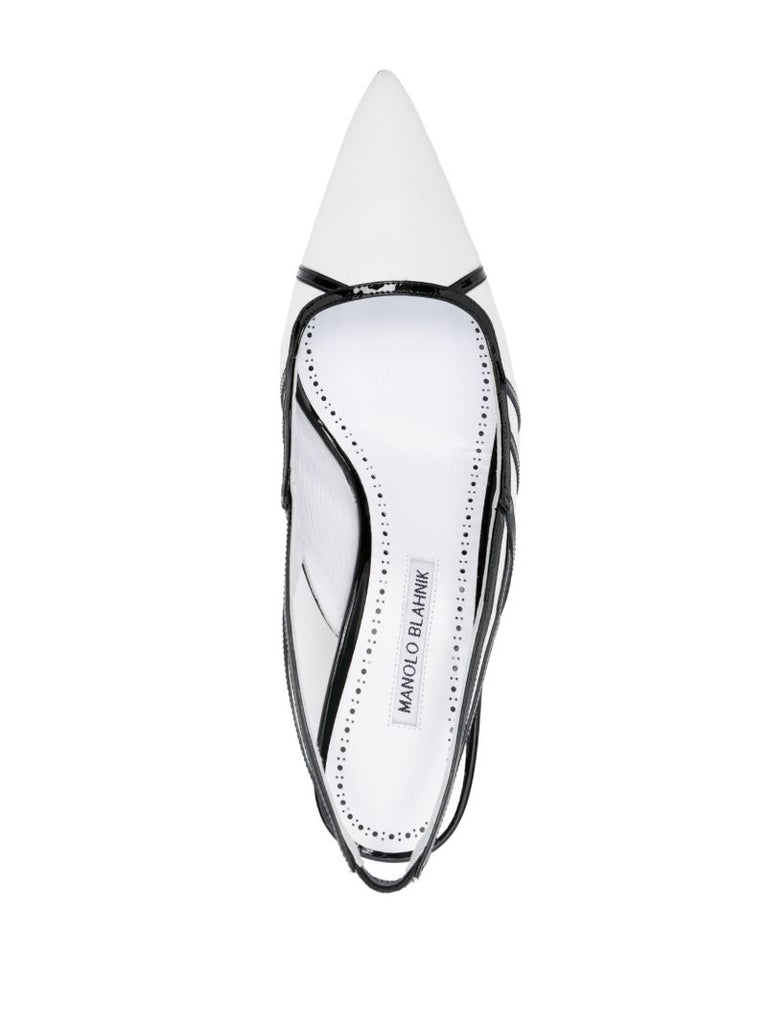 White Forrun 50 Leather Slingback Pumps