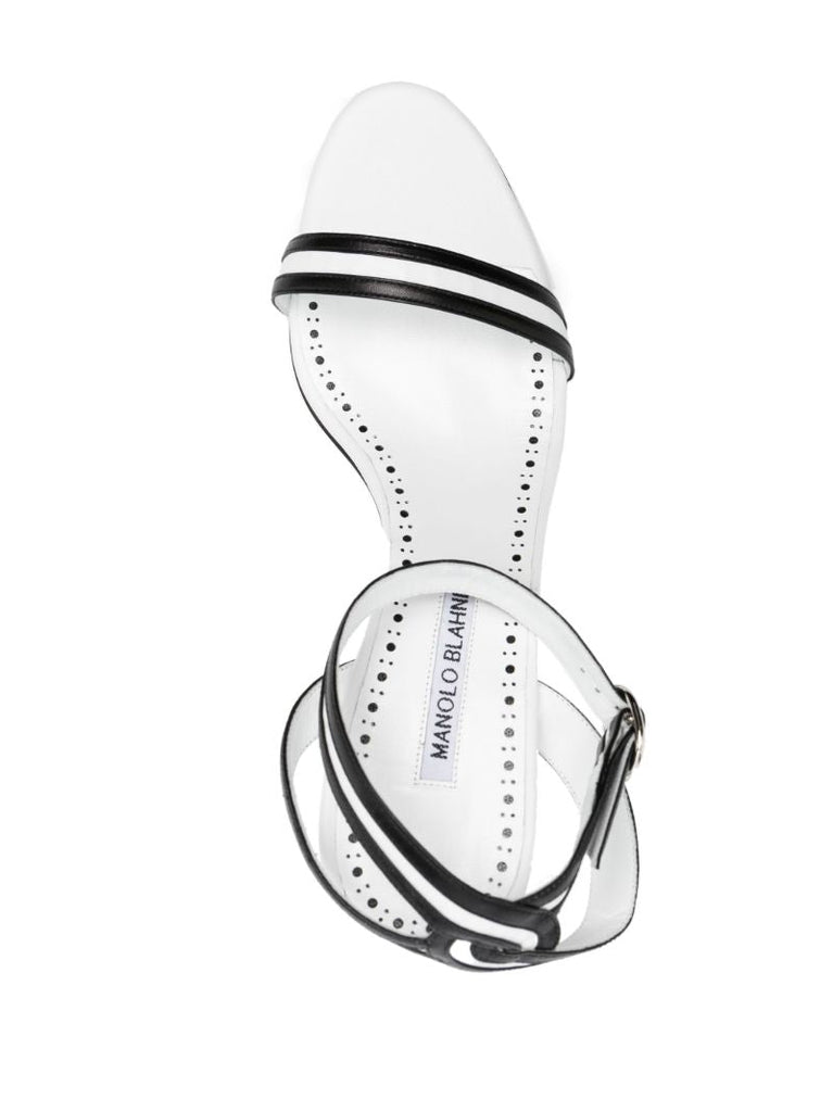 White and Black Chongasa 90 Leather Sandals