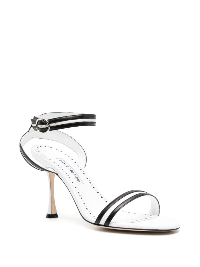 White and Black Chongasa 90 Leather Sandals
