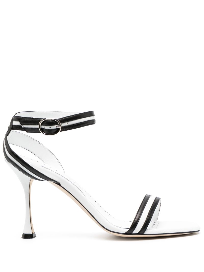 White and Black Chongasa 90 Leather Sandals