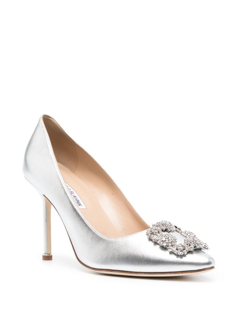 Silver Hangisi 90 Leather Pumps