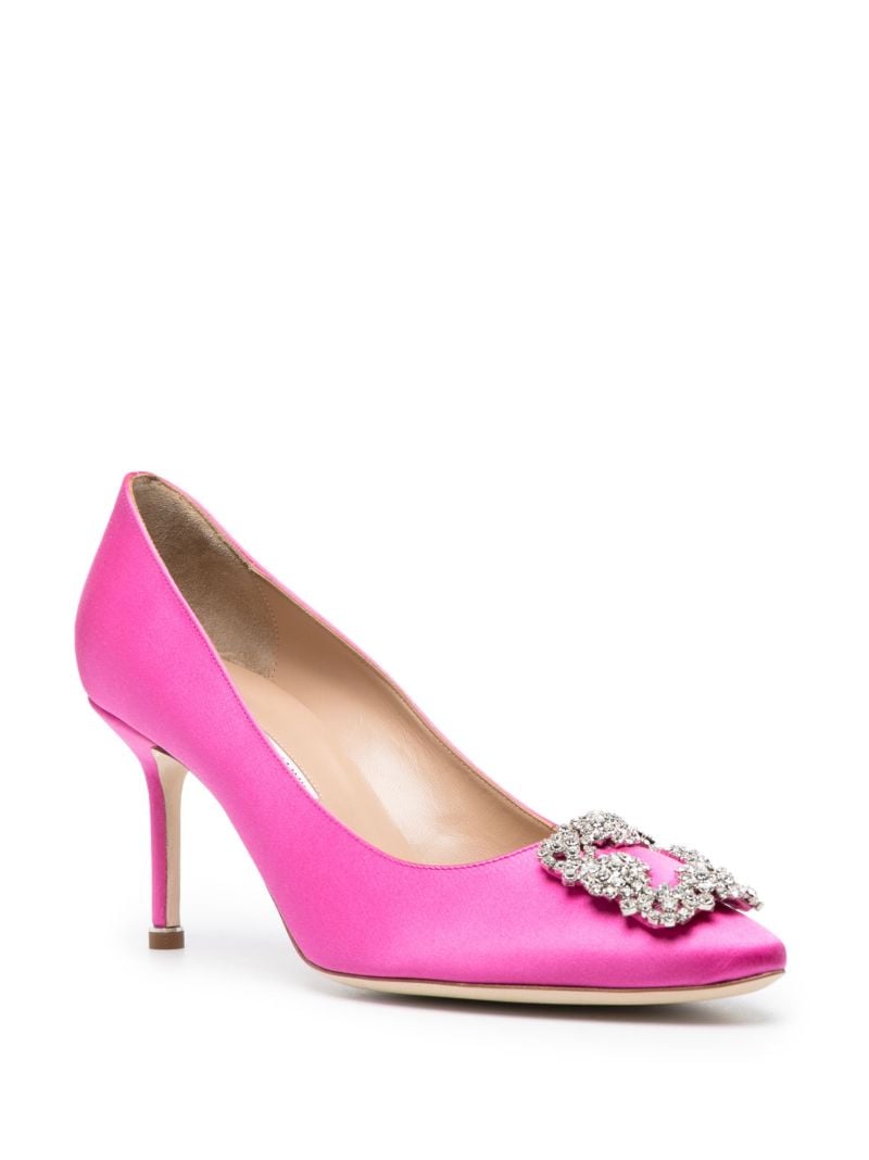 Pink Hangisi 70 Crystal Satin Pumps