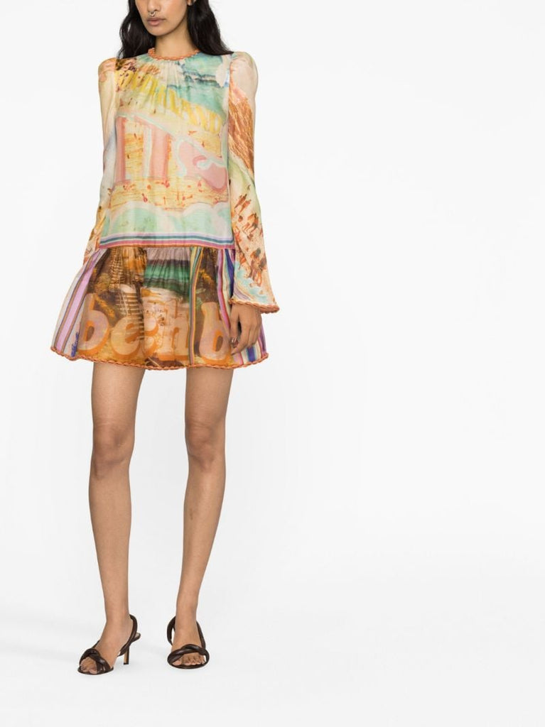 Neutral Tama Layered Mini Dress