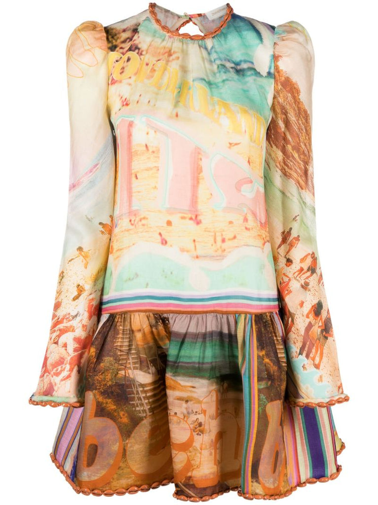 Neutral Tama Layered Mini Dress