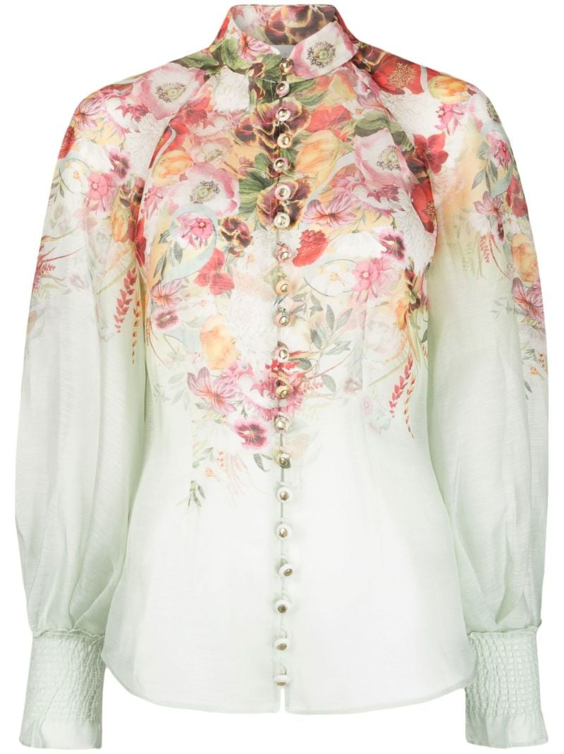 Green Wonderland Floral Print Blouse
