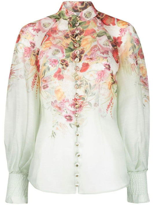 Green Wonderland Floral Print Blouse