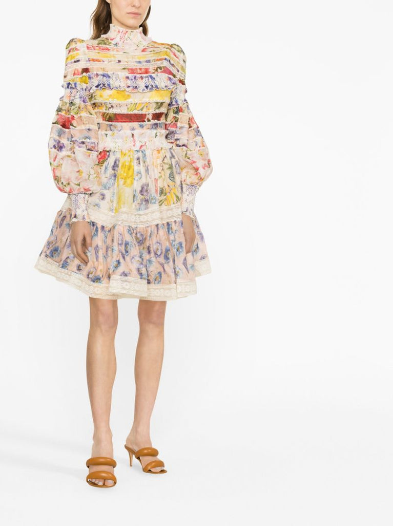 Multicolour Wonderland Floral-print Mini Dress