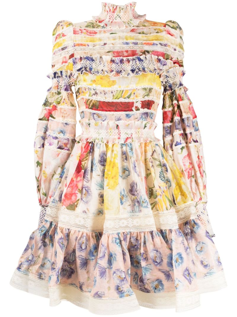 Multicolour Wonderland Floral-print Mini Dress