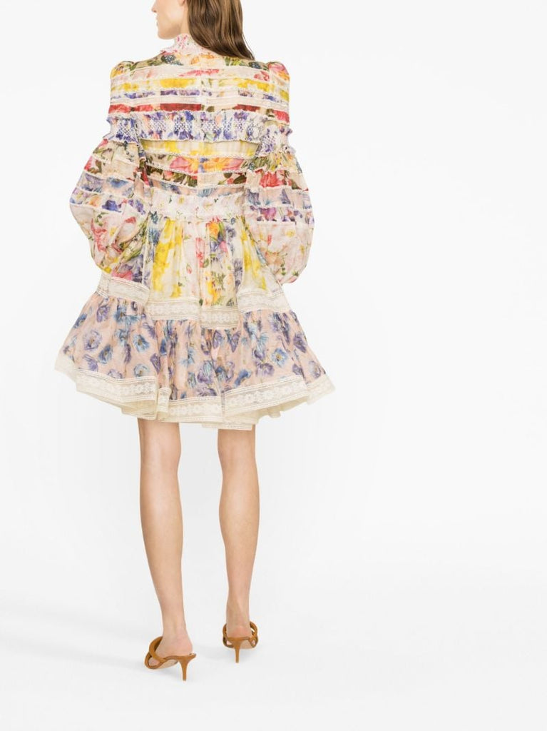 Multicolour Wonderland Floral-print Mini Dress