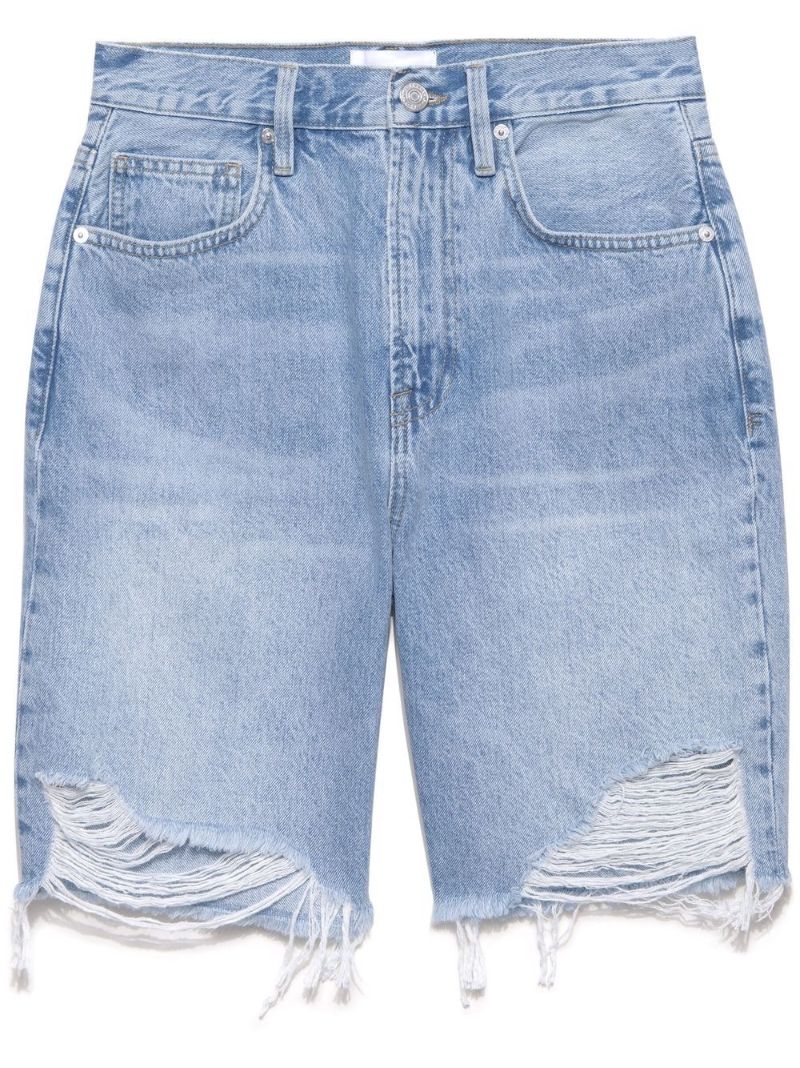 Blue High Waist Distressed Denim Shorts