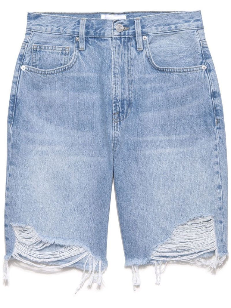 Blue High Waist Distressed Denim Shorts