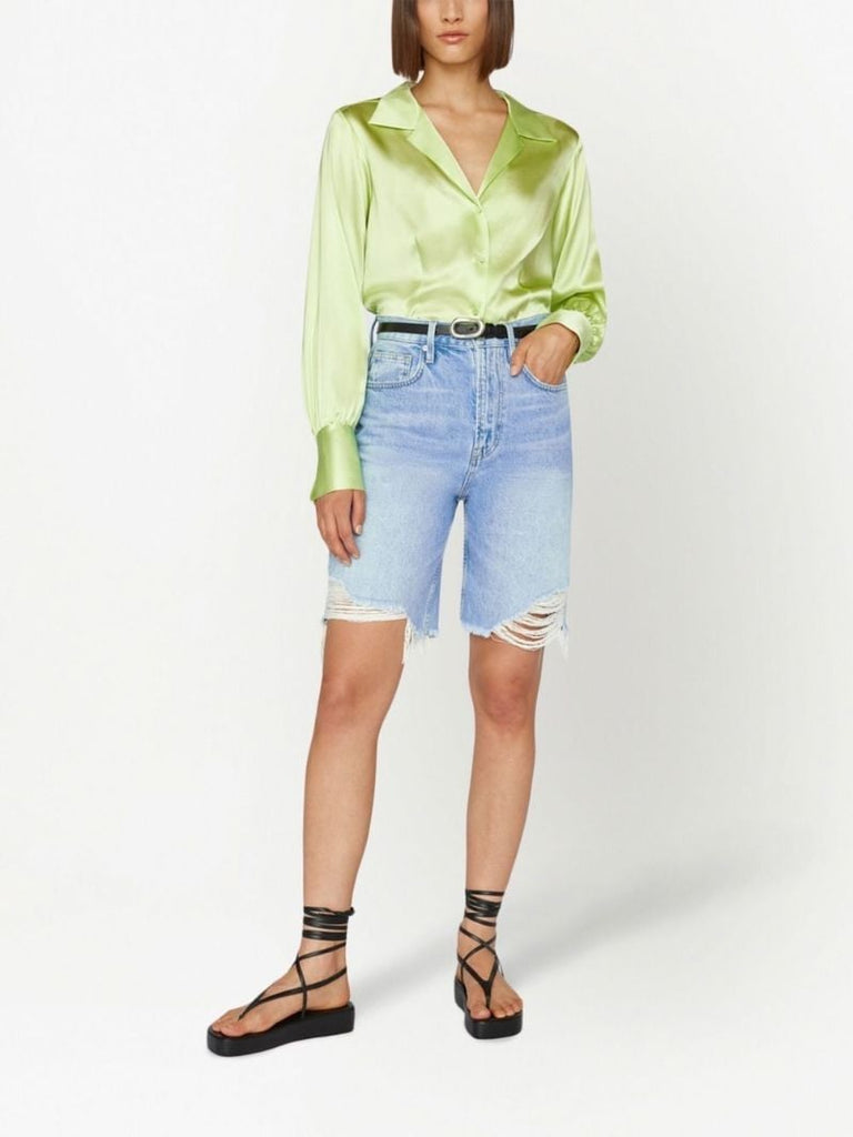 Blue High Waist Distressed Denim Shorts