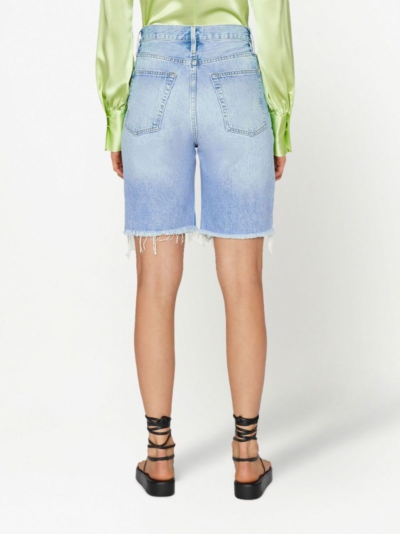 Blue High Waist Distressed Denim Shorts