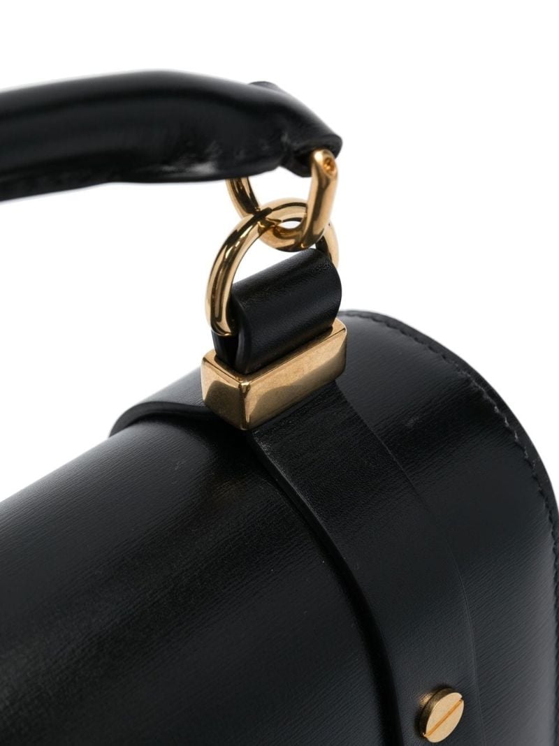 Black Ora Studded Leather Top Handle Bag