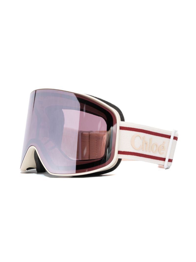 Purple and White Logo-strap Goggles