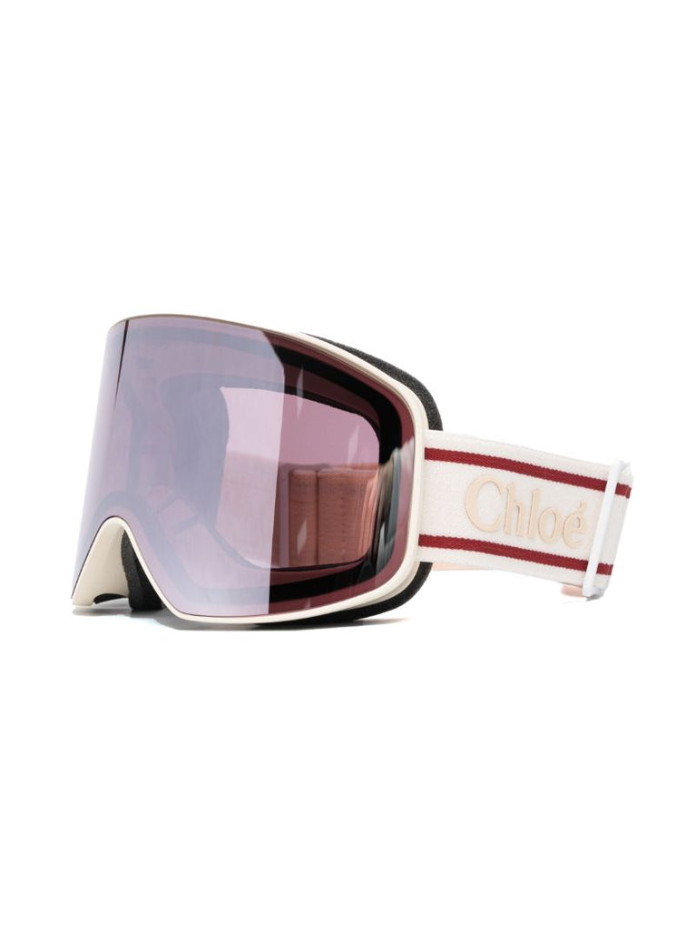 Purple and White Logo-strap Goggles