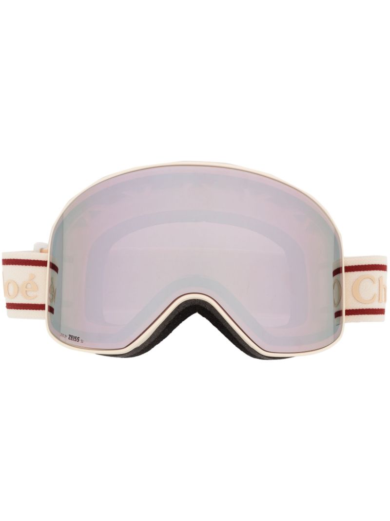 Purple and White Logo-strap Goggles