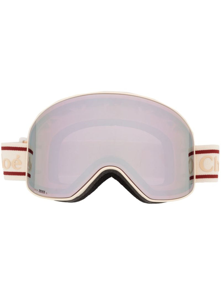 Purple and White Logo-strap Goggles
