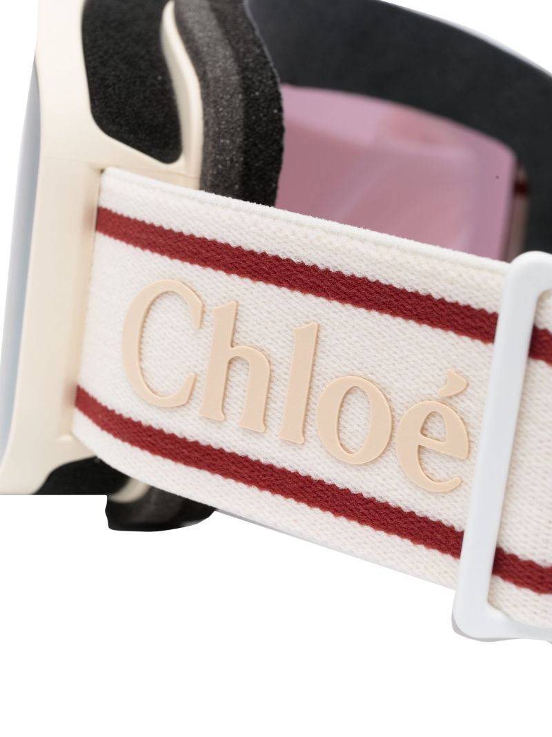 Purple and White Logo-strap Goggles