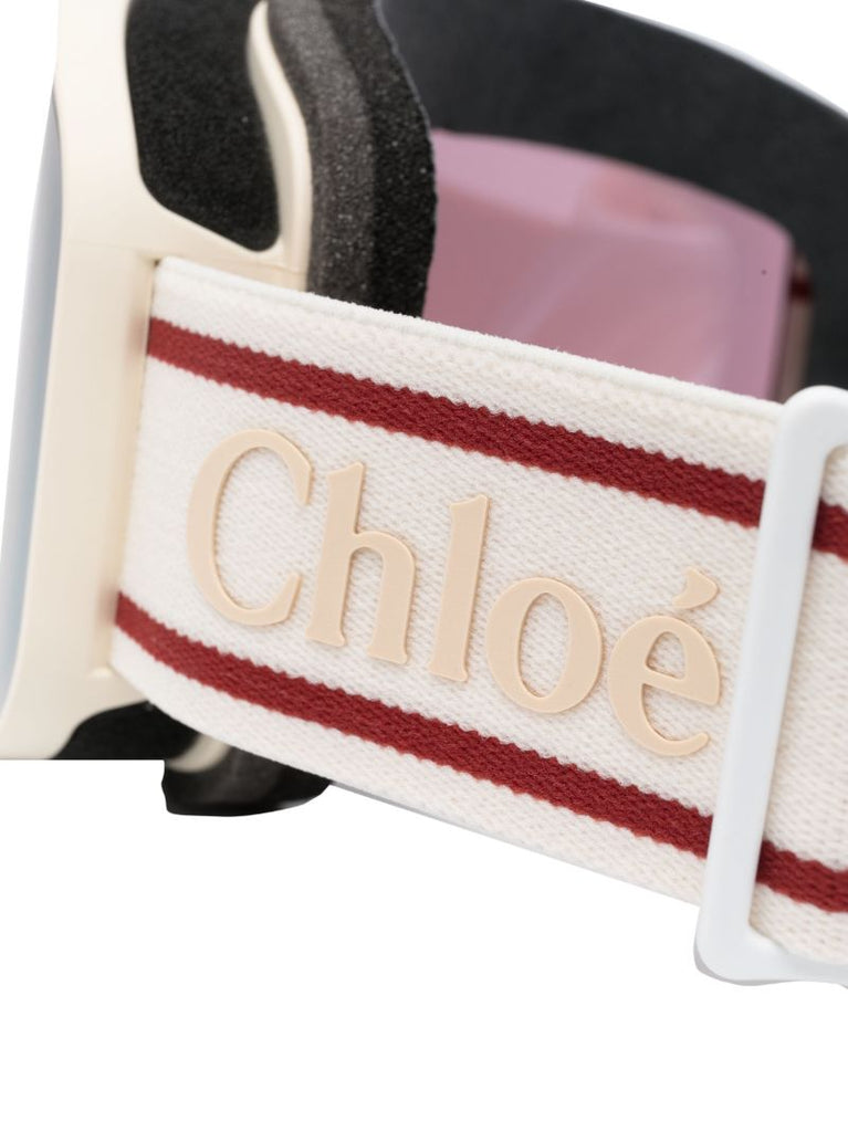 Purple and White Logo-strap Goggles