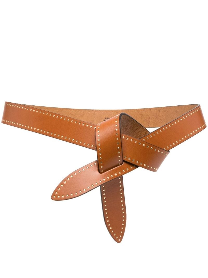 Brown Lecce Knot Studded Leather Belt