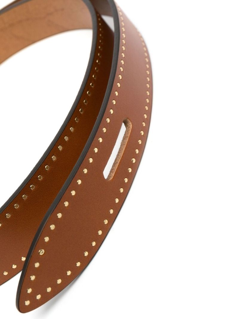 Brown Lecce Knot Studded Leather Belt