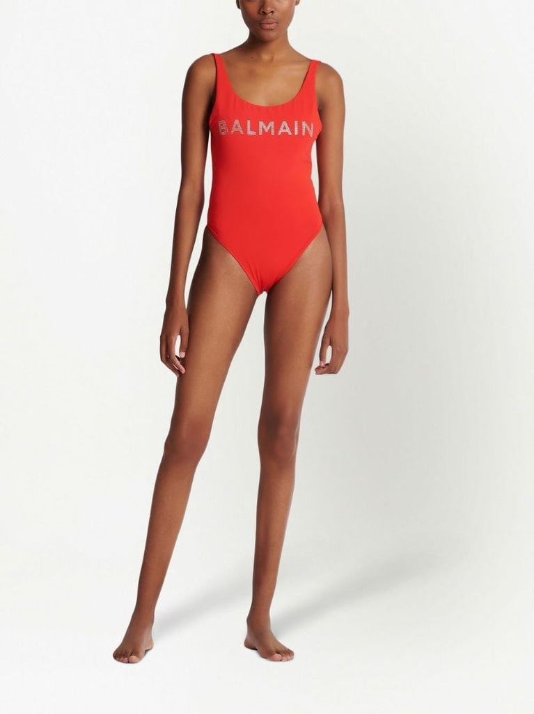 Red Crystal Logo Swimsuit