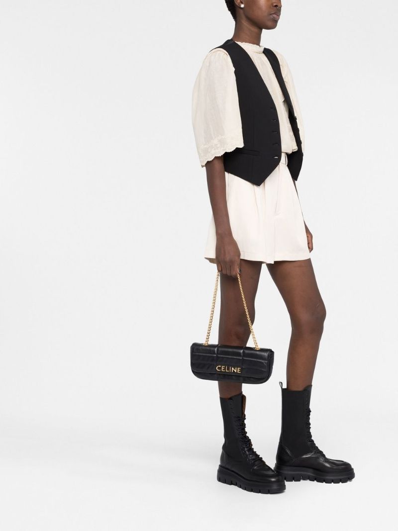 Black Logo Plaque Shoulder Bag