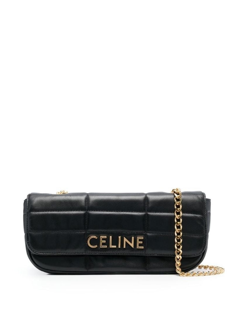 Black Logo Plaque Shoulder Bag