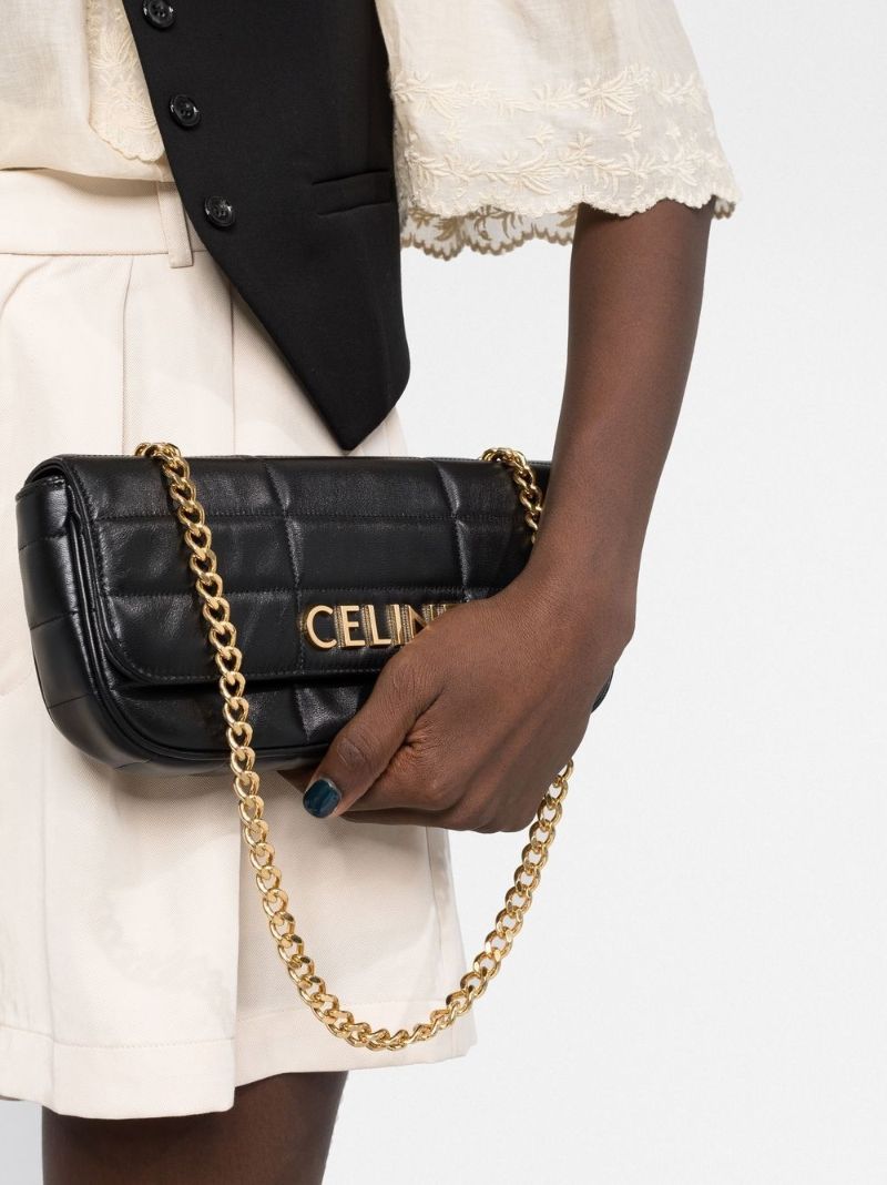 Black Logo Plaque Shoulder Bag