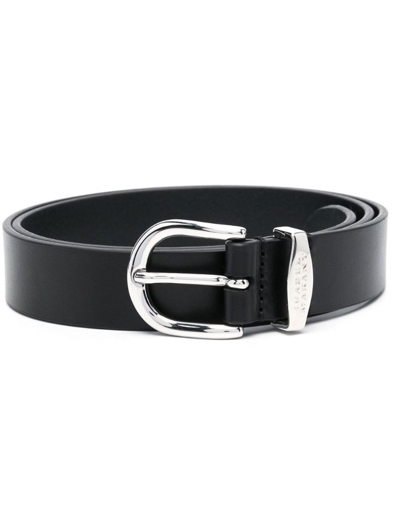Black Buckled Leather Belt