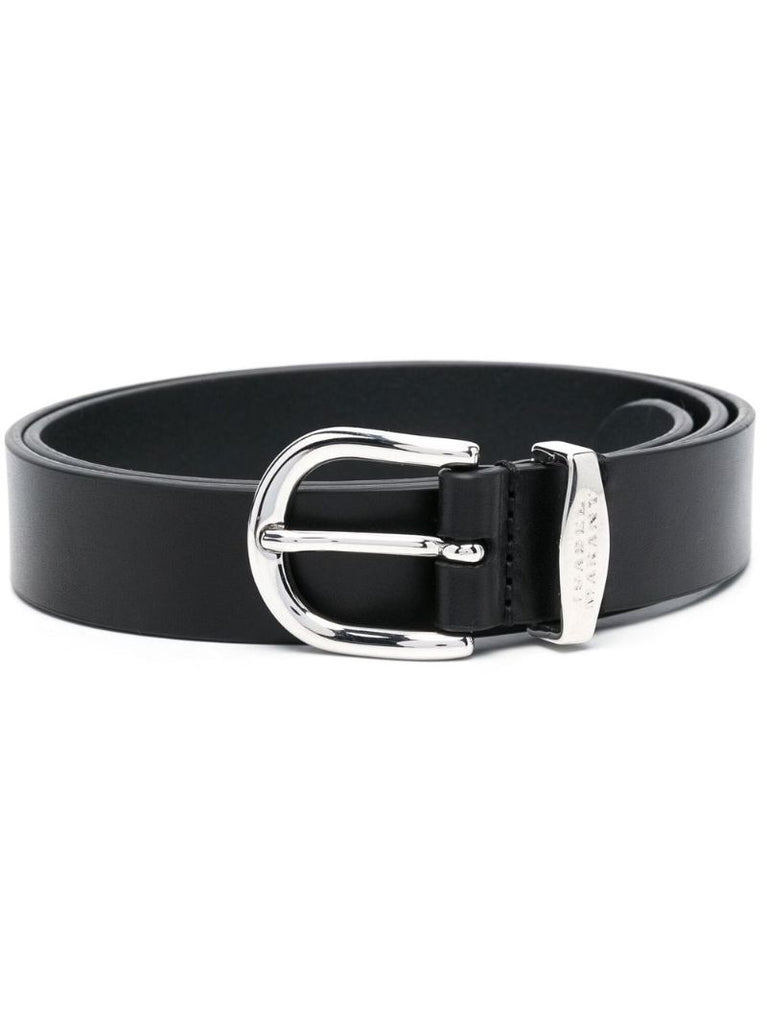Black Buckled Leather Belt