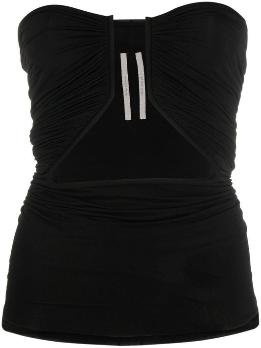 Black Strapless Cut-out Top