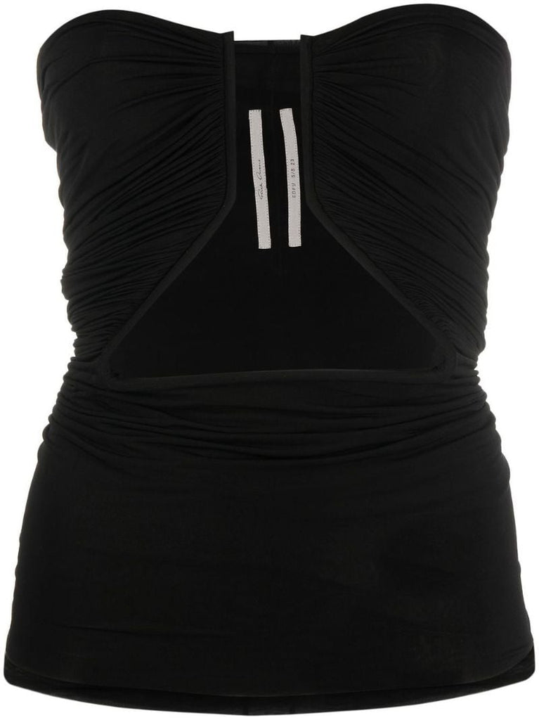 Black Strapless Cut-out Top