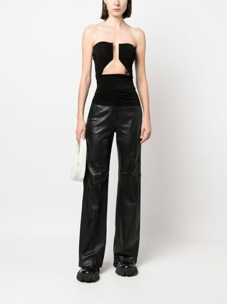 Black Strapless Cut-out Top