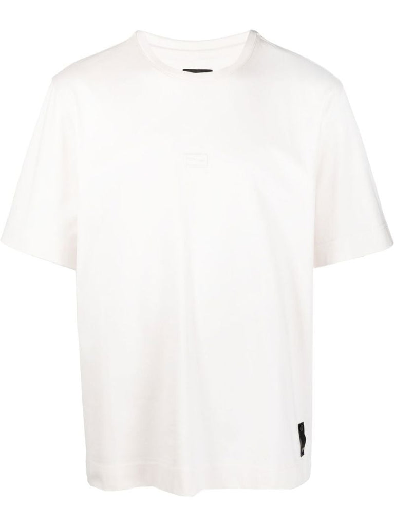 White Ff-embroidered Cotton T-shirt
