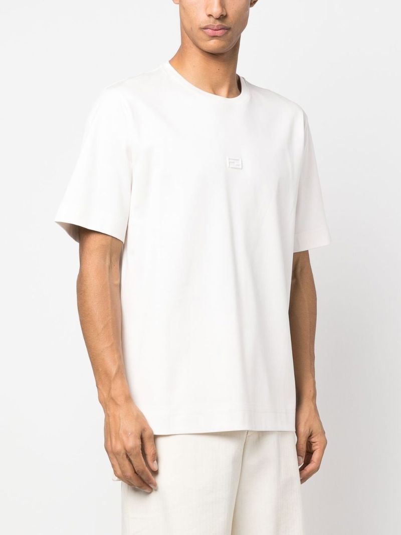 White Ff-embroidered Cotton T-shirt
