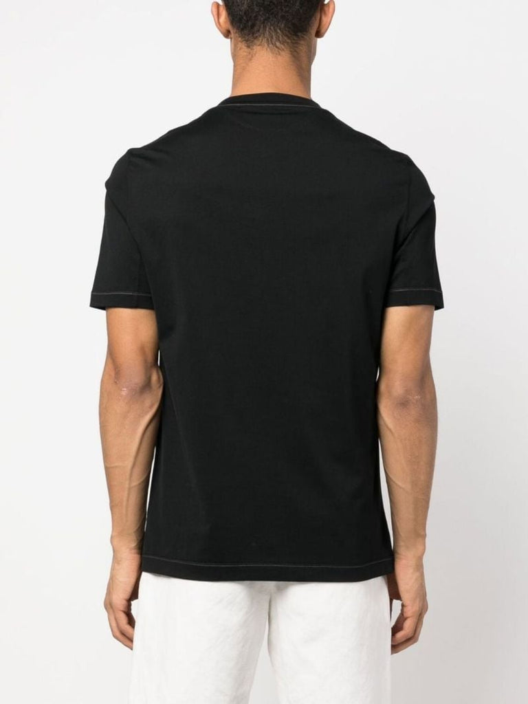 Black Logo-embroidered Cotton T-shirt