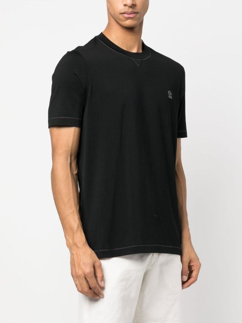 Black Logo-embroidered Cotton T-shirt