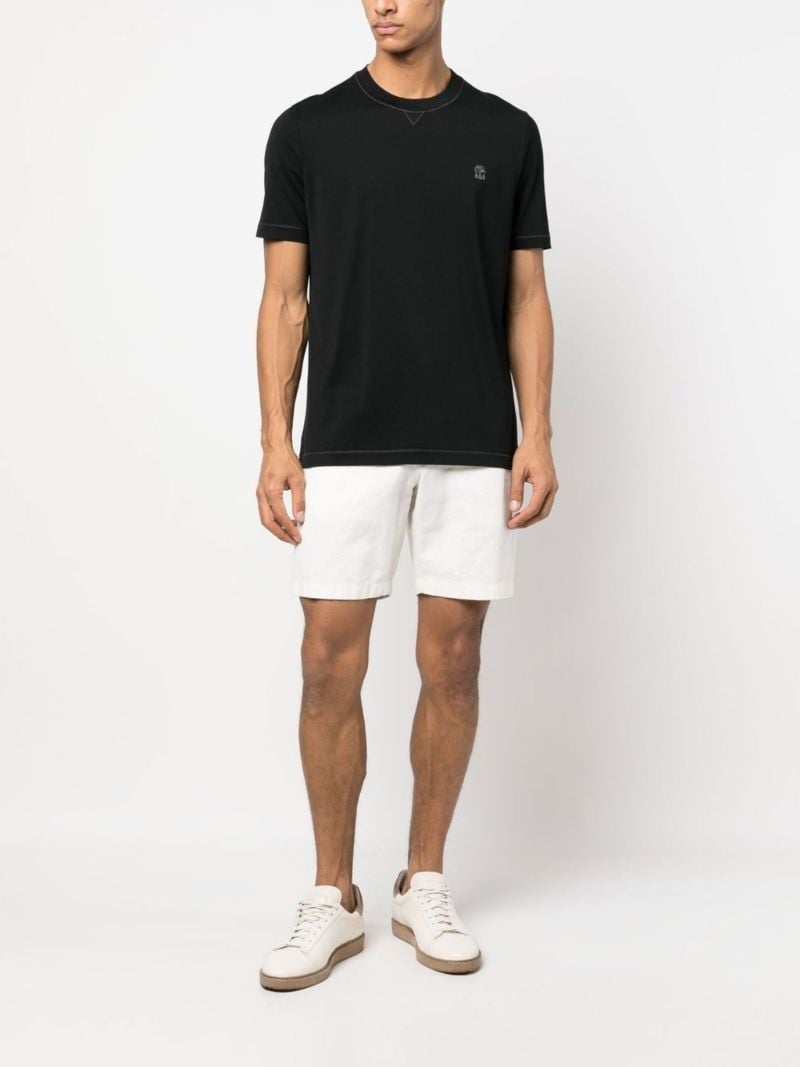 Black Logo-embroidered Cotton T-shirt