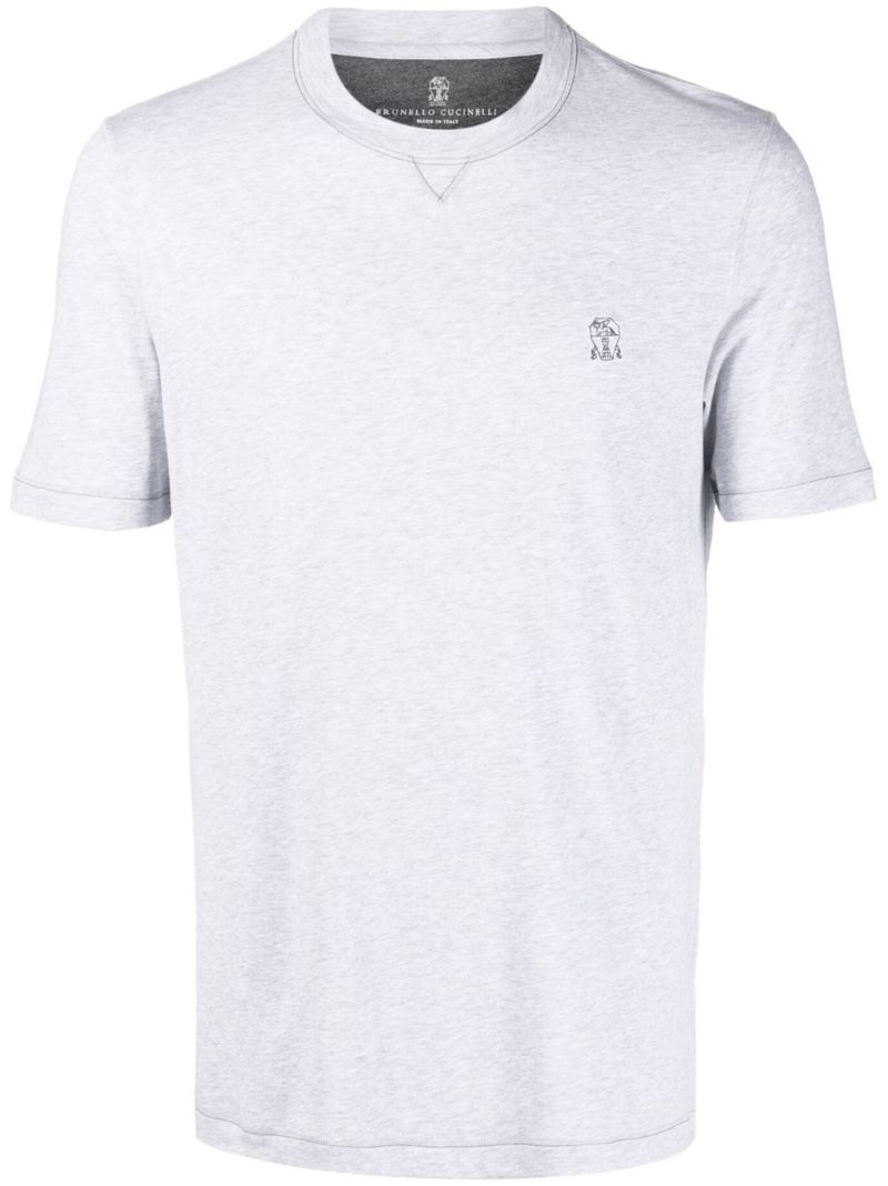 Grey Logo-print Cotton T-shirt