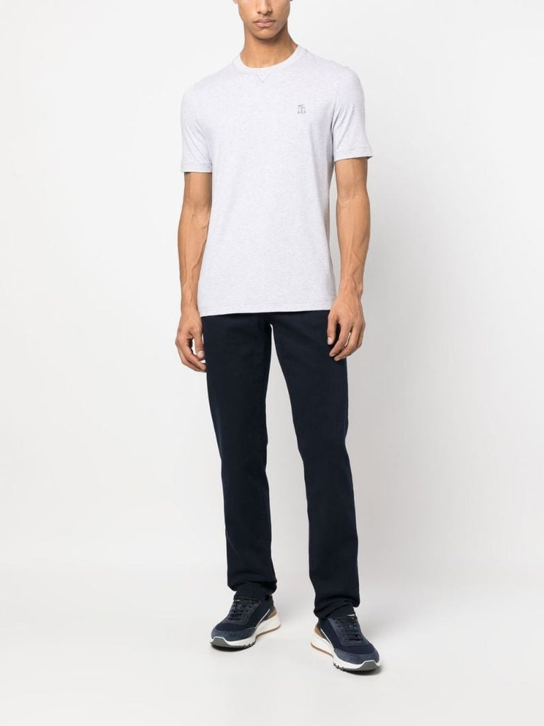 Grey Logo-print Cotton T-shirt