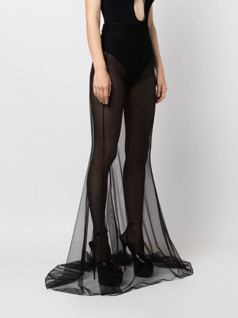 Black Flared Sheer Tulle Skirt
