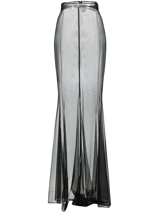 Black Flared Sheer Tulle Skirt
