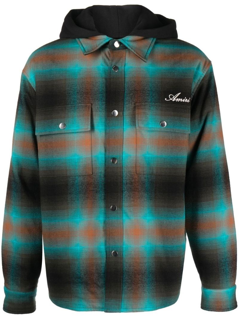 Blue Plaid Hooded Overshirt