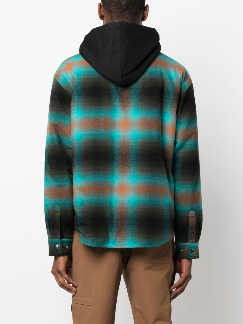 Blue Plaid Hooded Overshirt